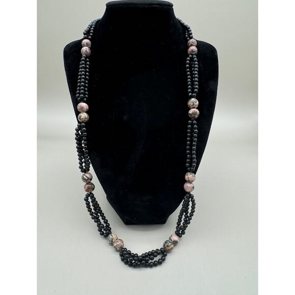 Vintage Jewelry - Vintage Agate and Jasper Beaded Necklace